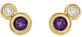 14K Gold Round Natural Amethyst Accented Bezel-Set Earrings – 3-5mm Stones - Yellow Gold - view 4