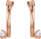 14K Gold Round White Cubic Zirconia Youth Accented Hoop Earrings - Rose Gold - view 2