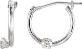 14K Gold Round White Cubic Zirconia Youth Accented Hoop Earrings - White Gold