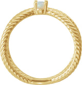 14K Gold Oval Natural White Opal Criss-Cross Cabochon Ring - Yellow Gold - view 2