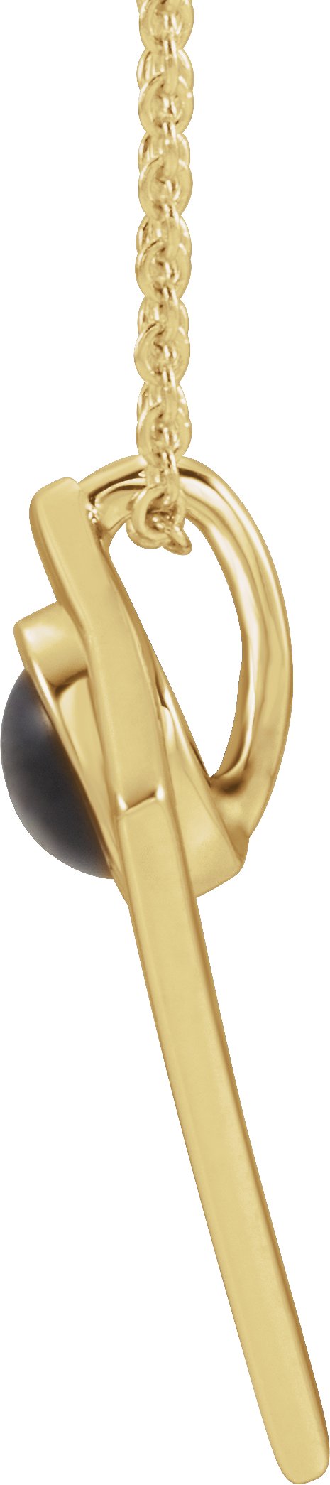 14K Gold Round Natural Black Onyx Cabochon Pyramid Necklace or Pendant - Yellow Gold - view 2