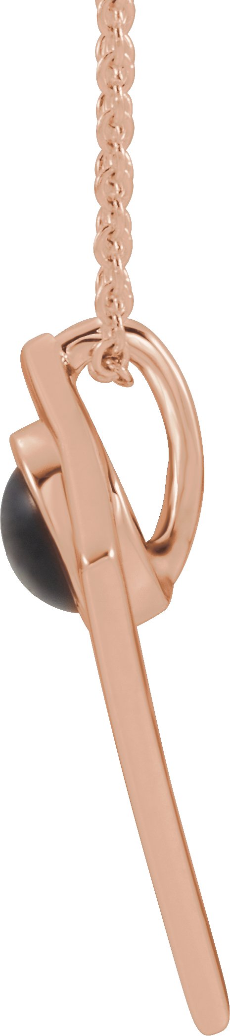 14K Gold Round Natural Black Onyx Cabochon Pyramid Necklace or Pendant - Rose Gold - view 2