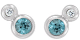 Platinum Round Natural Blue Zircon Accented Bezel-Set Earrings – 3-5mm Stones - view 5