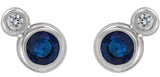 Platinum Round Lab-Grown Blue Sapphire Accented Bezel-Set Earrings – 3-5mm Stones - view 5