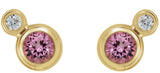 14K Gold Round Natural Pink Tourmaline Accented Bezel-Set Earrings – 3-5mm Stones - Yellow Gold - view 4