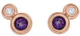 14K Gold Round Natural Amethyst Accented Bezel-Set Earrings – 3-5mm Stones - Rose Gold - view 4