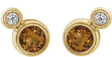 14K Gold Round Natural Citrine Accented Bezel-Set Earrings – 3-5mm Stones - Yellow Gold - view 4
