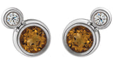 Platinum Round Natural Citrine Accented Bezel-Set Earrings – 3-5mm Stones - view 5