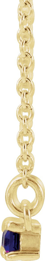 14K Gold Straight Baguette Natural Amethyst Accented Bar Necklace - Yellow Gold - view 4