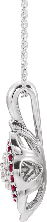 Platinum Round Natural Diamond Halo-Style Cluster Necklace or Pendant - view 4