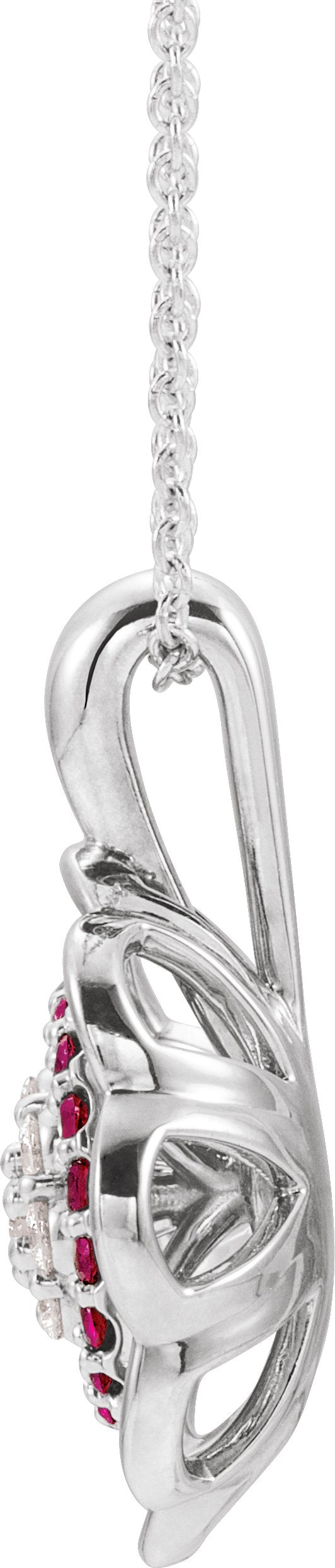 Platinum Round Natural Diamond Halo-Style Cluster Necklace or Pendant - view 4