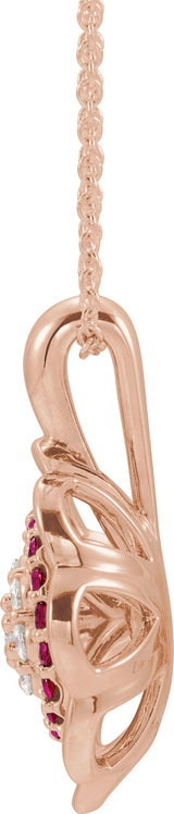 14K Gold Round Natural Diamond Halo-Style Cluster Necklace or Pendant – 1/6 CTW - Rose Gold - view 4