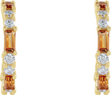 14K Gold Straight Baguette Natural Citrine Accented Hoop Earrings - Yellow Gold - view 4