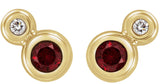 14K Gold Round Natural Mozambique Garnet Accented Bezel-Set Earrings – 3-5mm Stones - Yellow Gold - view 4