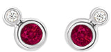 Platinum Round Lab-Grown Ruby Accented Bezel-Set Earrings – 3-5mm Stones - view 5