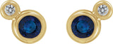 14K Gold Round Lab-Grown Blue Sapphire Accented Bezel-Set Earrings – 3-5mm Stones - Yellow Gold - view 4