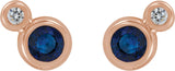 14K Gold Round Lab-Grown Blue Sapphire Accented Bezel-Set Earrings – 3-5mm Stones - Rose Gold - view 4