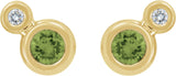 14K Gold Round Natural Peridot Accented Bezel-Set Earrings – 3-5mm Stones - Yellow Gold - view 4