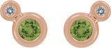 14K Gold Round Natural Peridot Accented Bezel-Set Earrings – 3-5mm Stones - Rose Gold - view 5