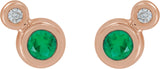14K Gold Round Natural Emerald Accented Bezel-Set Earrings – 3-5mm Stones - Rose Gold - view 4
