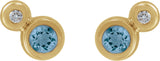14K Gold Round Natural Aquamarine Accented Bezel-Set Earrings – 3-5mm Stones - Yellow Gold - view 4