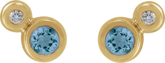 14K Gold Round Natural Aquamarine Accented Bezel-Set Earrings – 3-5mm Stones - Yellow Gold - view 4