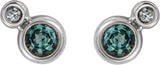 14K Gold Round Lab-Grown Alexandrite Accented Bezel-Set Earrings – 3-5mm Stones - White Gold - view 4