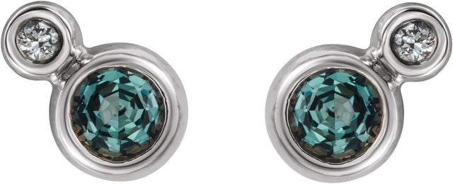 14K Gold Round Lab-Grown Alexandrite Accented Bezel-Set Earrings – 3-5mm Stones - White Gold - view 4