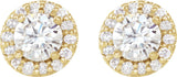 14K Gold Natural Diamond Round 4-Prong Halo-Style Earrings – 4-6mm Stones - Yellow Gold - view 6