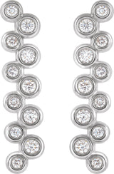 Platinum Round Natural Diamond Bezel-Set Bar Earrings II - view 5