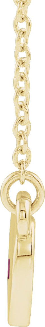 14K Gold Round Lab-Grown Ruby Heart Necklace - Yellow Gold - view 4