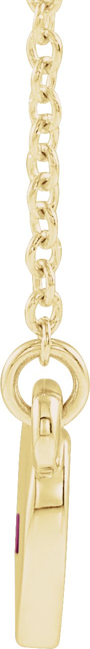 14K Gold Round Lab-Grown Ruby Heart Necklace - Yellow Gold - view 4