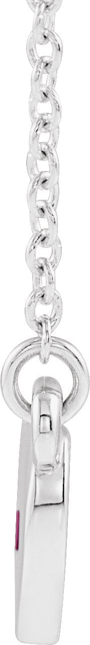 14K Gold Round Lab-Grown Ruby Heart Necklace - White Gold - view 4