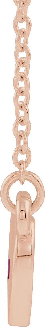 14K Gold Round Lab-Grown Ruby Heart Necklace - Rose Gold - view 4