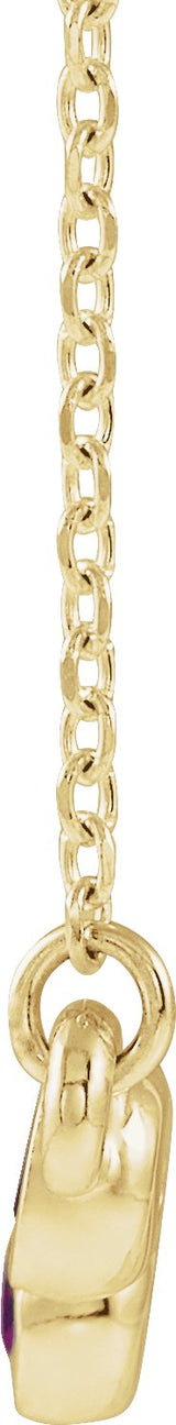 14K Gold Round Natural Pink Tourmaline Bezel-Set Bar Necklace - Yellow Gold - view 4