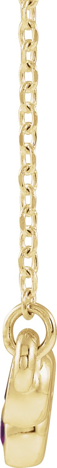 14K Gold Round Natural Pink Tourmaline Bezel-Set Bar Necklace - Yellow Gold - view 4