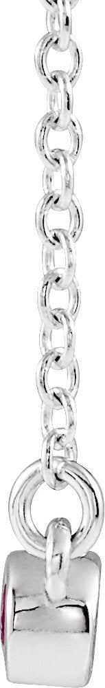 Platinum Round Lab-Grown Ruby Bezel-Set Bar Necklace II - view 5