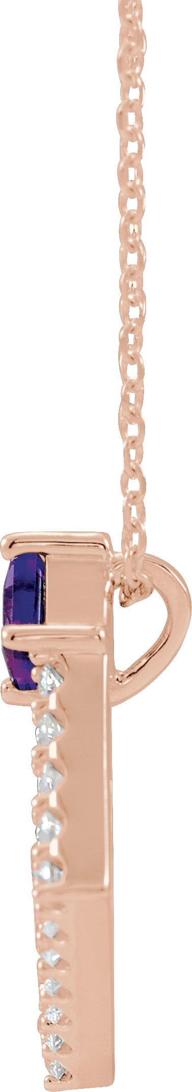14K Gold Square Natural Amethyst Accented Geometric Necklace or Pendant - Rose Gold - view 5