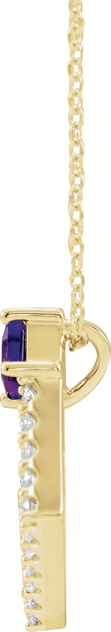 14K Gold Square Natural Amethyst Accented Geometric Necklace or Pendant - Yellow Gold - view 5