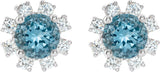Platinum Natural Blue Zircon Round 4-Prong Halo-Style Earrings - view 4