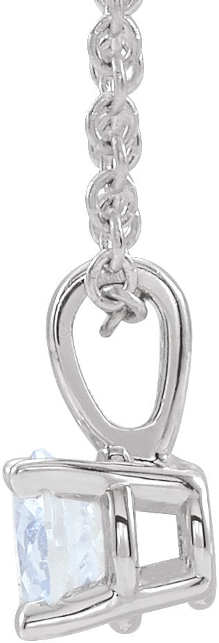14K Gold Round Natural White Sapphire Birthstone Necklace or Pendant - White Gold - view 4