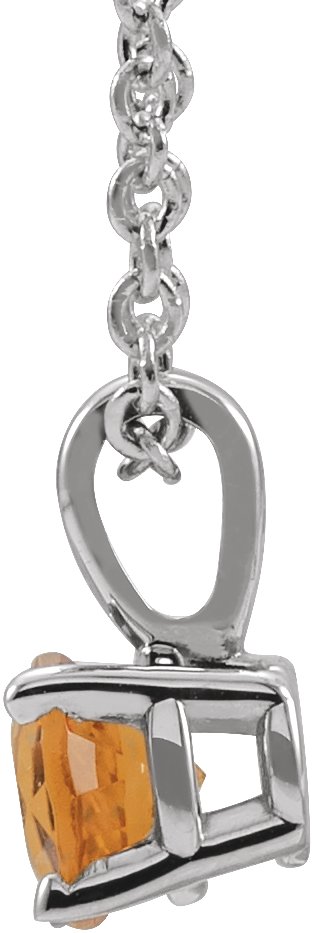 Platinum Round Natural Citrine Birthstone Necklace or Pendant - view 4