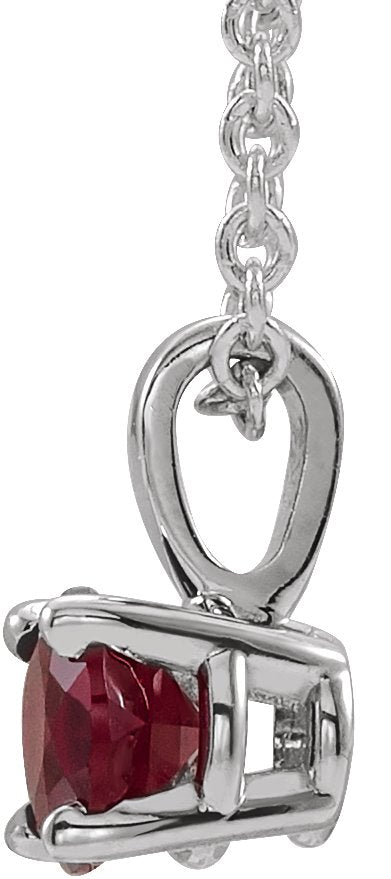 Platinum Round Lab-Grown Ruby Birthstone Necklace or Pendant - view 4