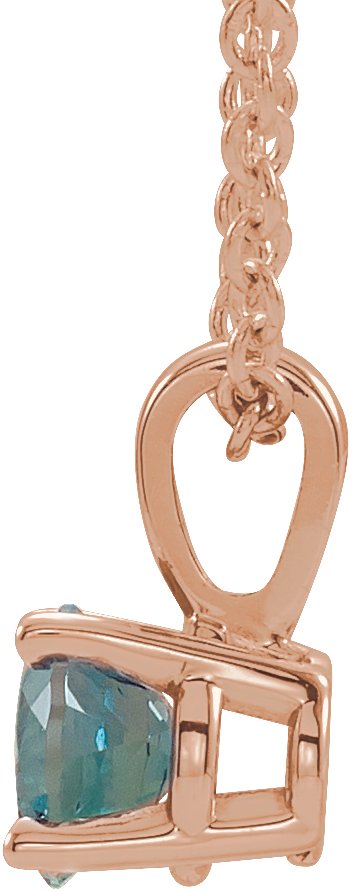14K Gold Round Lab-Grown Alexandrite Birthstone Necklace or Pendant - Rose Gold - view 4