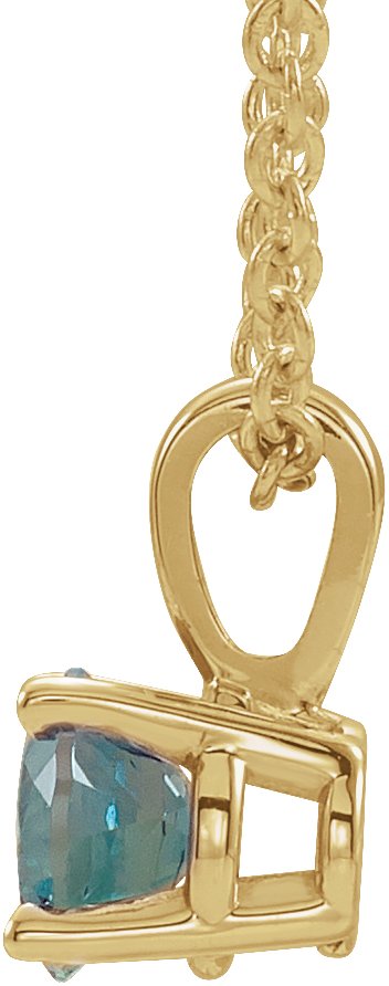 14K Gold Round Lab-Grown Alexandrite Birthstone Necklace or Pendant - Yellow Gold - view 4