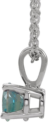14K Gold Round Lab-Grown Alexandrite Birthstone Necklace or Pendant - White Gold - view 4