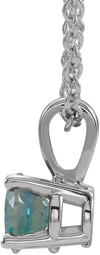 14K Gold Round Lab-Grown Alexandrite Birthstone Necklace or Pendant - White Gold - view 4