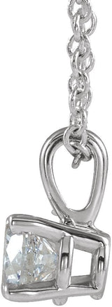 14K Gold Round Natural Diamond Birthstone Necklace or Pendant - White Gold - view 4