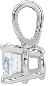 14K Gold Round Natural Diamond Birthstone Necklace or Pendant - White Gold - view 4