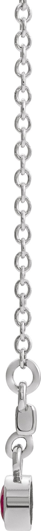 14K Gold Round Natural Ruby Bezel-Set Bar Necklace III - White Gold - view 4